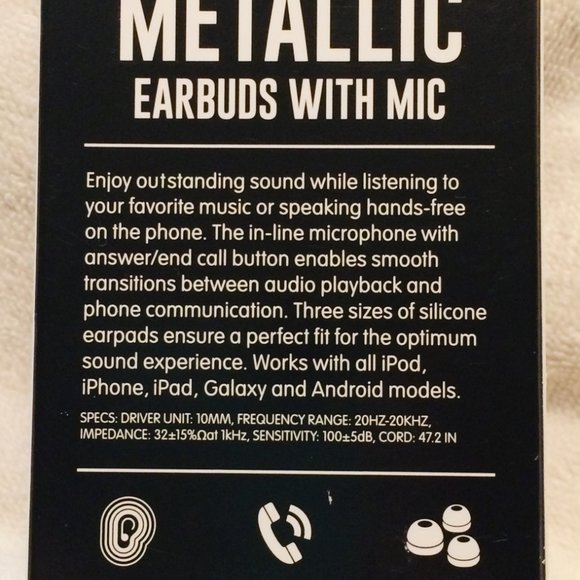 Metallic Earbuds earphones with inline Microphone - Picture 5 of 6